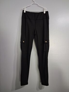 High-Rise Black Cargo Pocket Leggings